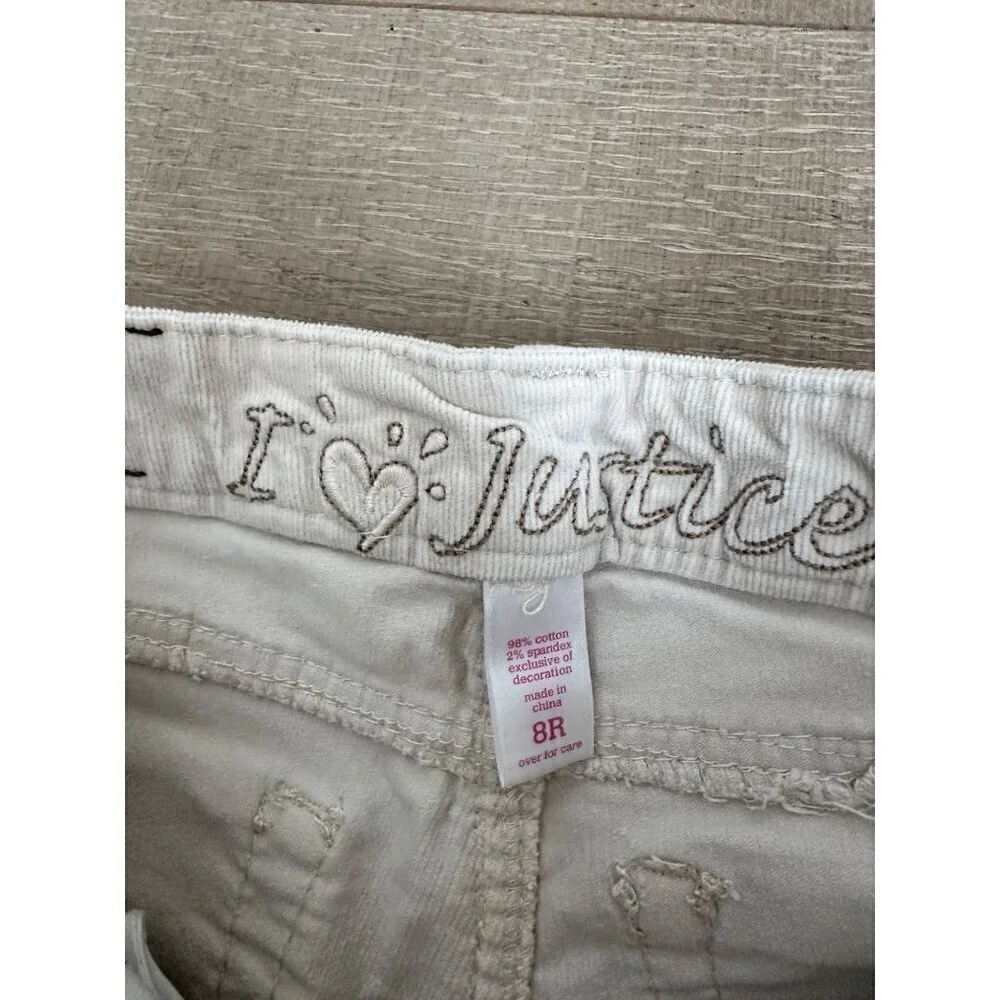 Justice White Corduroy Straight-Leg Girls Pants Size 8R